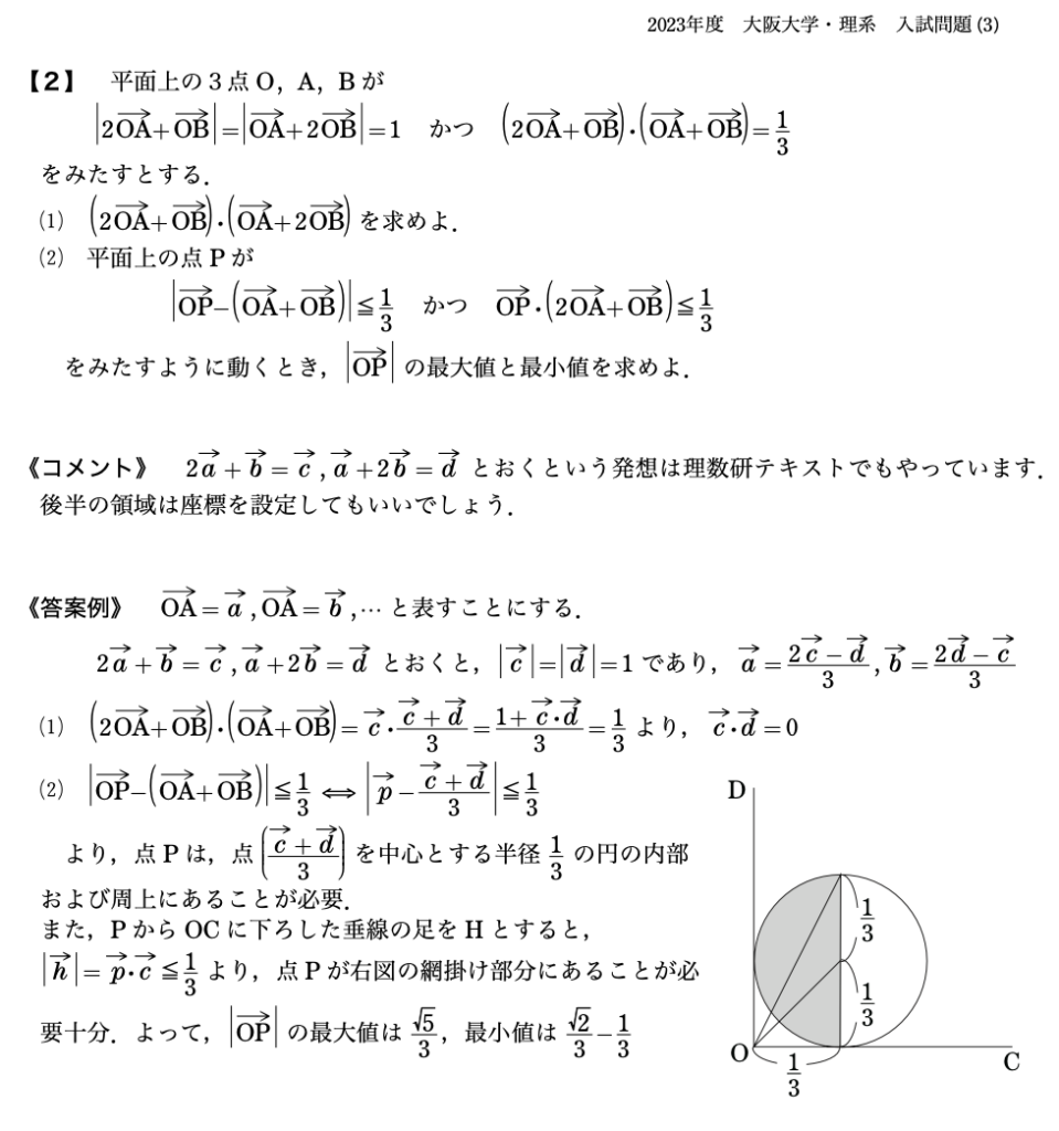2023年 大阪大学 | 理数研流入試問題解答 | 理数研セミナー石橋